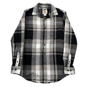 C&C California Flannel Shirt Mens Small Classic Fit Black Grey 100% Cotton